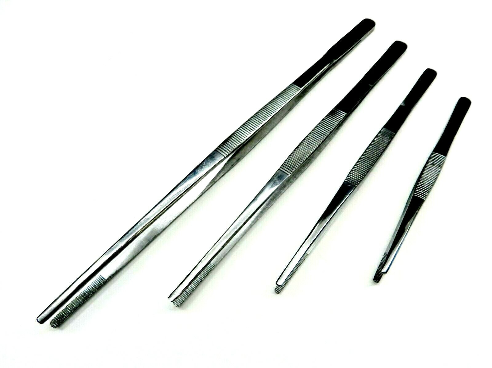 4pc General Purpose Tweezers Utility Forceps – 12″,10″,8″,6″ Stainless Blunt Tip
