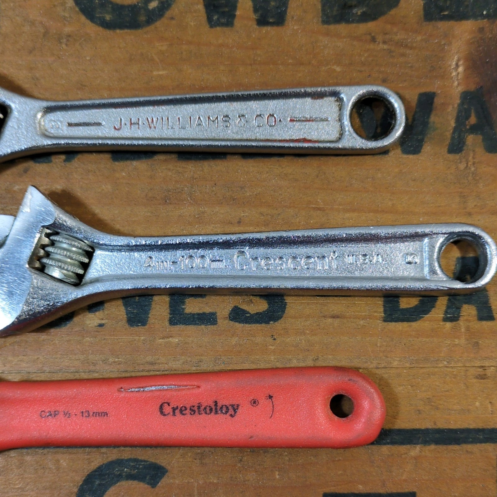 Vintage 4″ Adjustable Wrench USA Lot of 3, Crescent, JH Williams