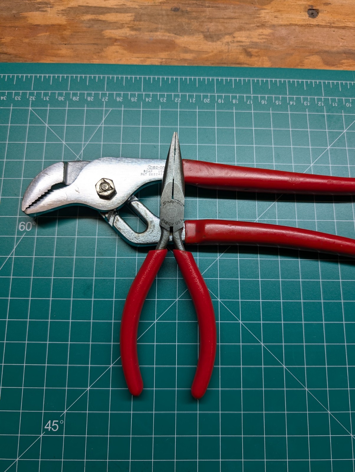 Snap-on Tool Set 91ACP 9″ Adjustable Joint Pliers & 95BCP Needle Nose Pliers USA