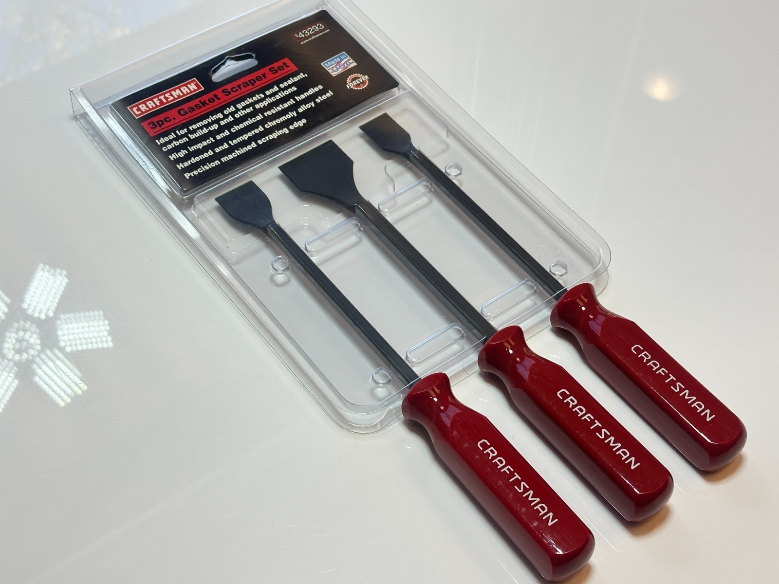 NOS Craftsman Tools USA 43293 RARE 3pc RED Handle Gasket Carbon Scraper Set NEW