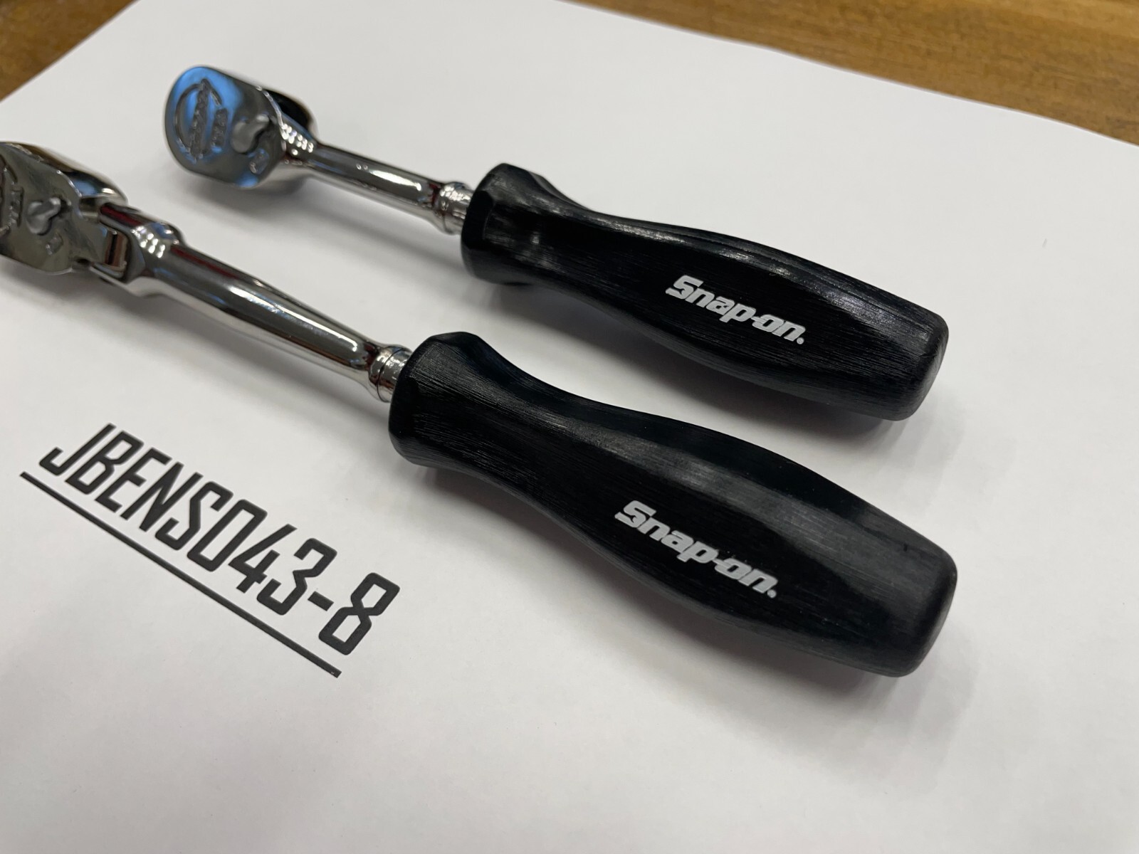 Snap-on Tools USA NEW 2pc BLACK 1/4″ Drive Hard Grip Fixed & Flex Ratchet Set