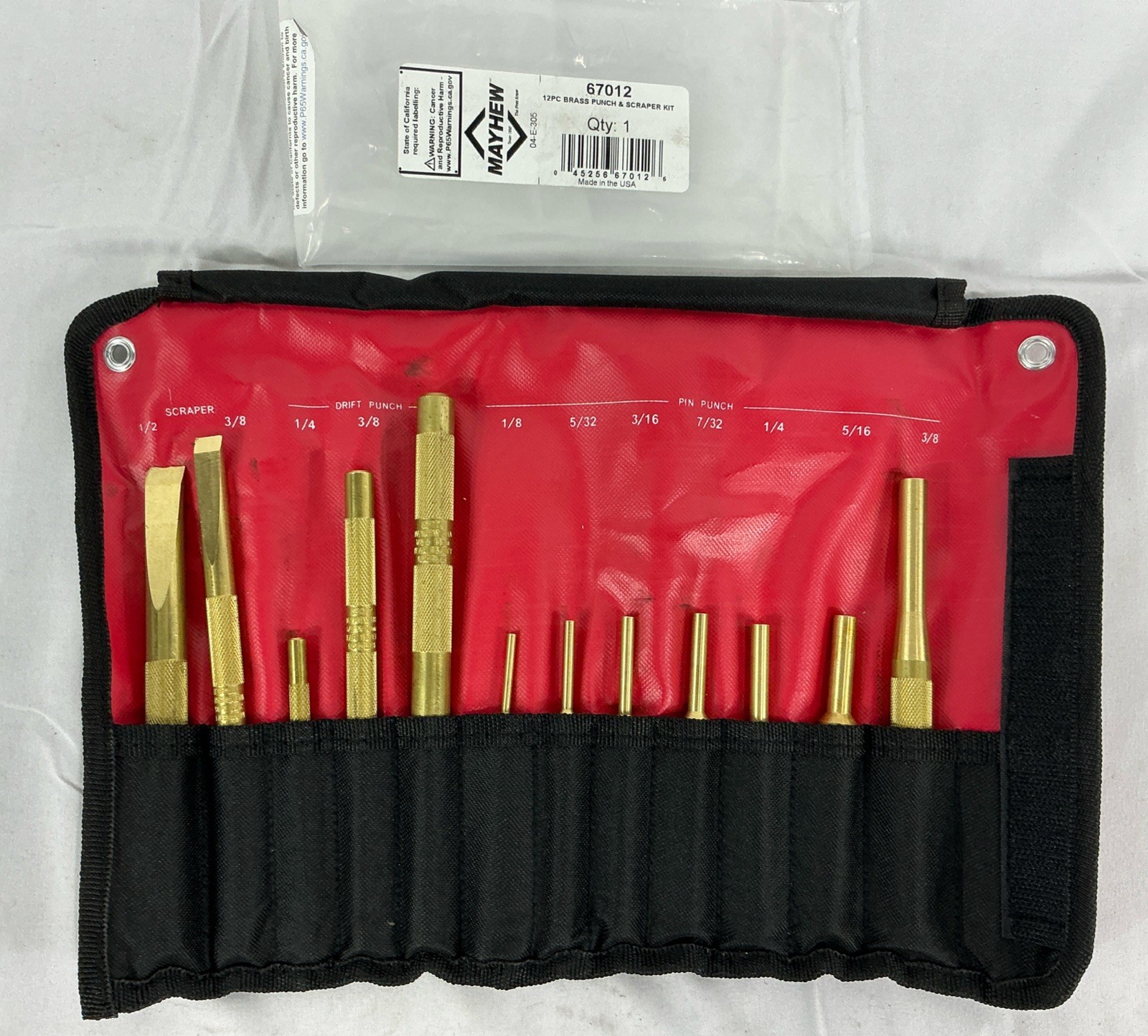New Mayhew Steel Products 67012 12 Piece Brass Punch & Scraper Sae Set