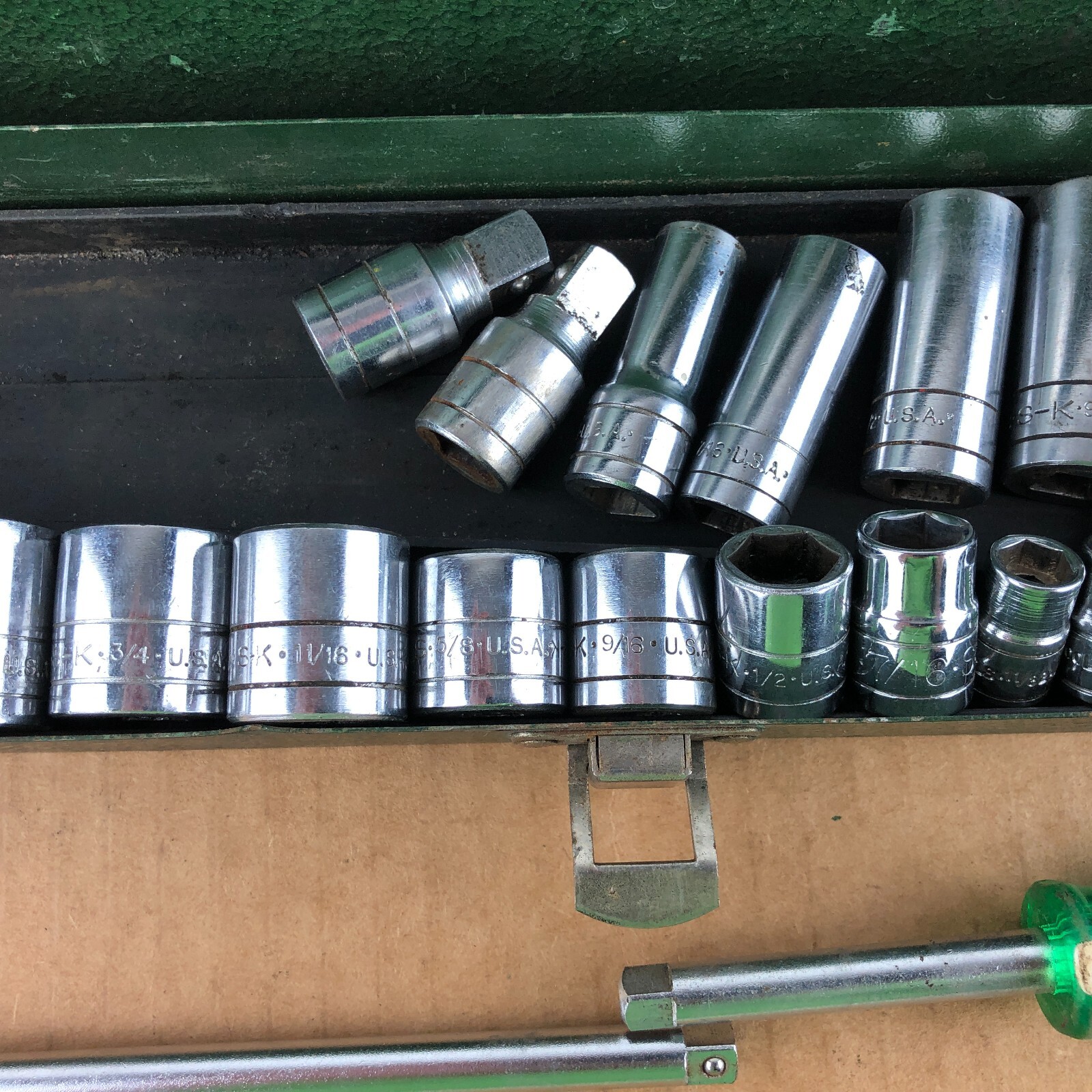 SK Tools 27 Pc Socket Set With Metal Box SAE 1/4″ & 3/8″ Drive Shallow Deep USA
