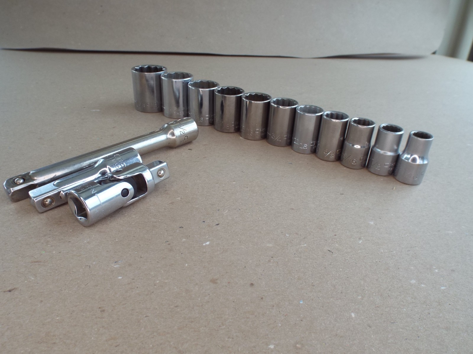 VTG 14 Pc Craftsman Socket Lot 1/2″ Dr 12 Pt 7/16″ – 1-1/8″ Ext, USA SAE -(Read)