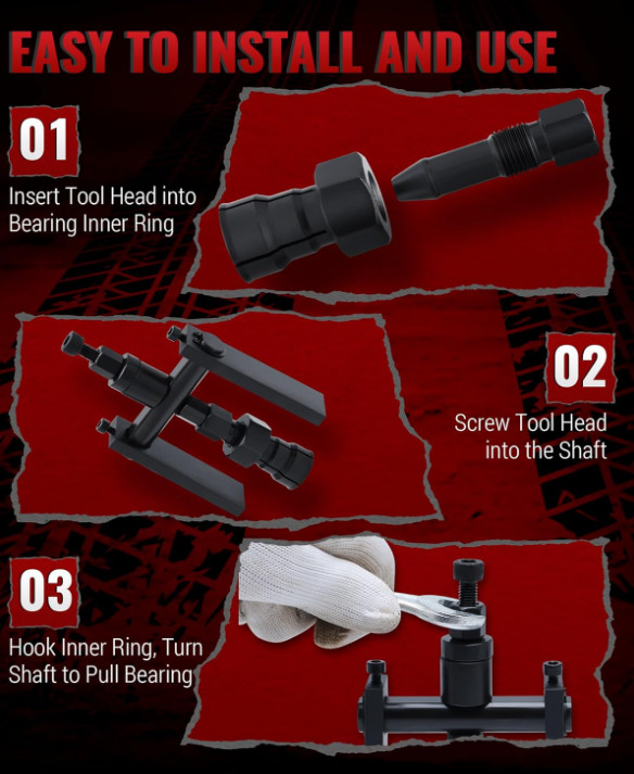 Juego extractor de rodamientos de moto, kit 10 piezas para rodamientos 8-25 mm
