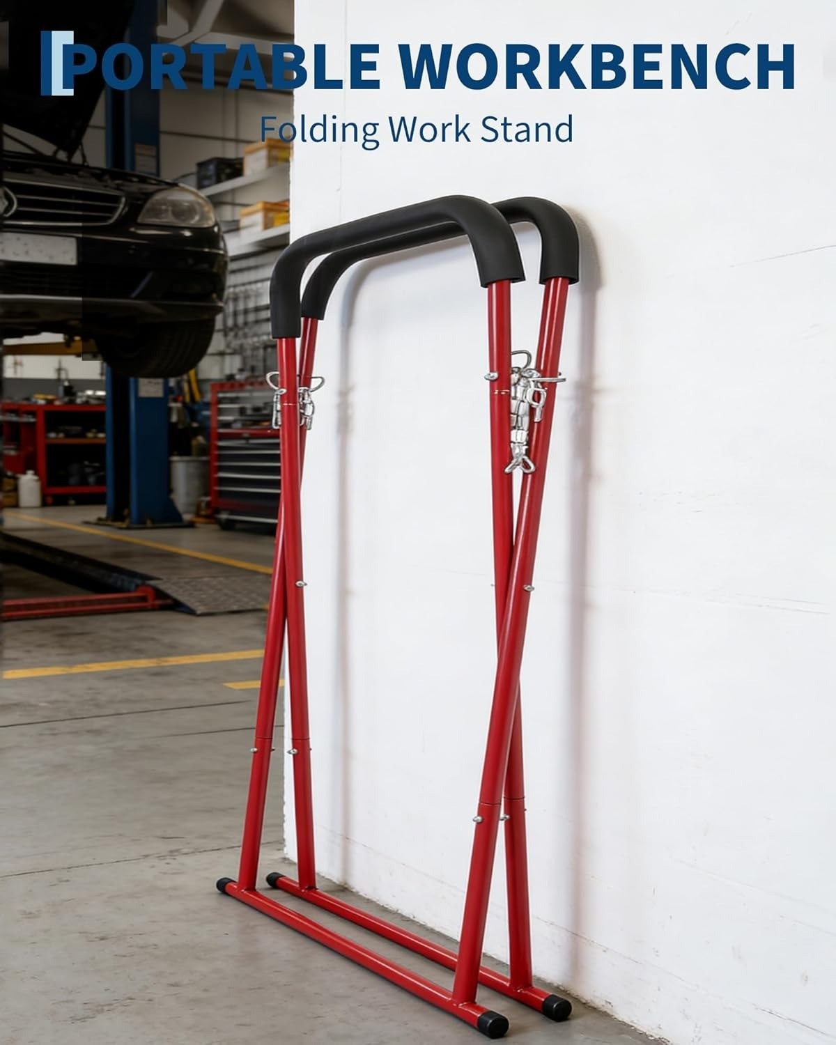 Folding Automotive Bumper & Fender Stand, Height Adjustable, 700lb Load Steel