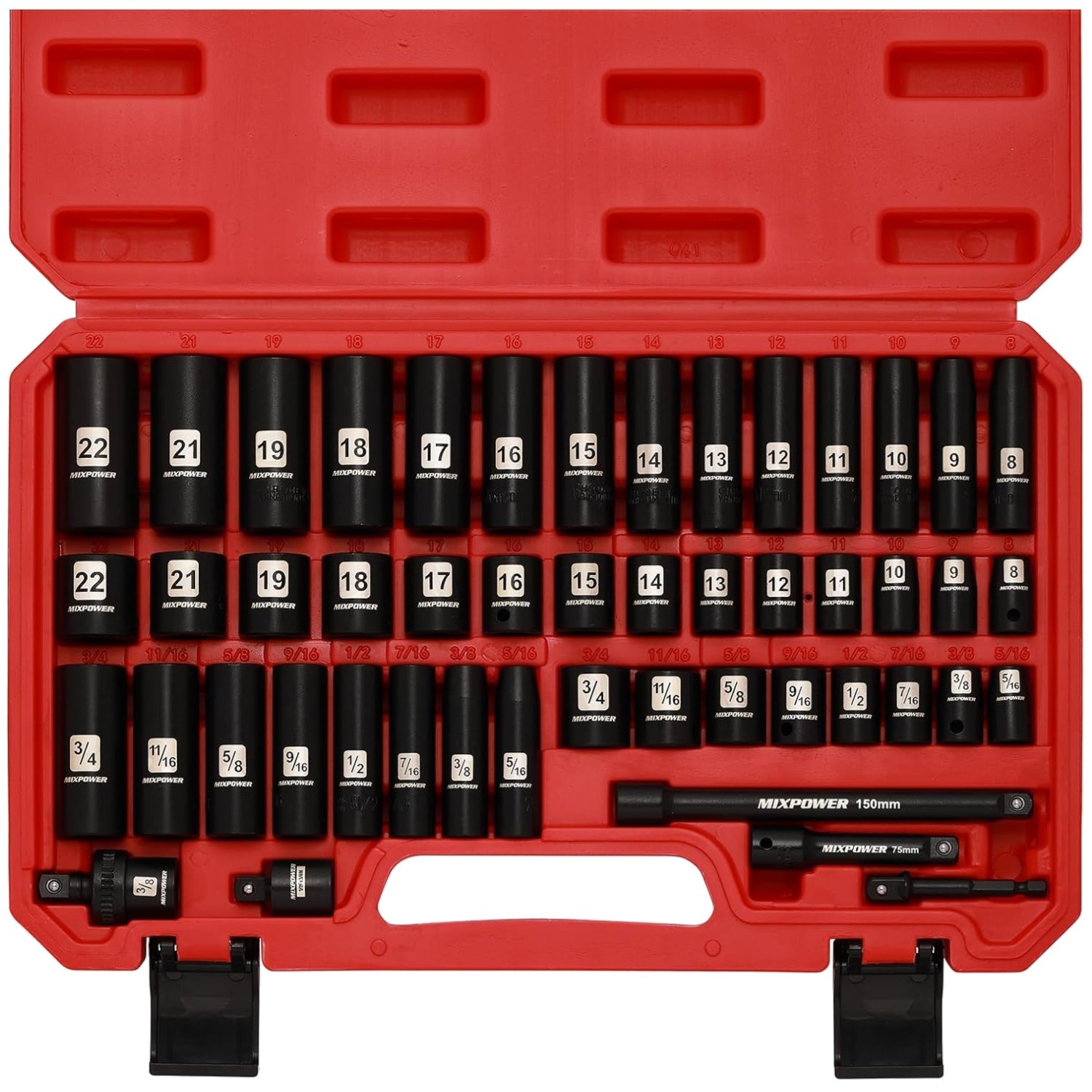 49-Piece 3/8″ Drive Impact Socket Set, 6-Point