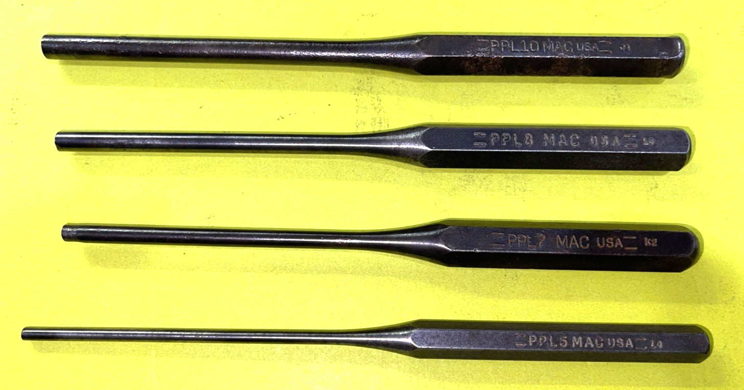 MAC TOOLS 4 PIECE LONG PIN PUNCH 5/32-5/16 SET FREE SHIPPING IN THE US
