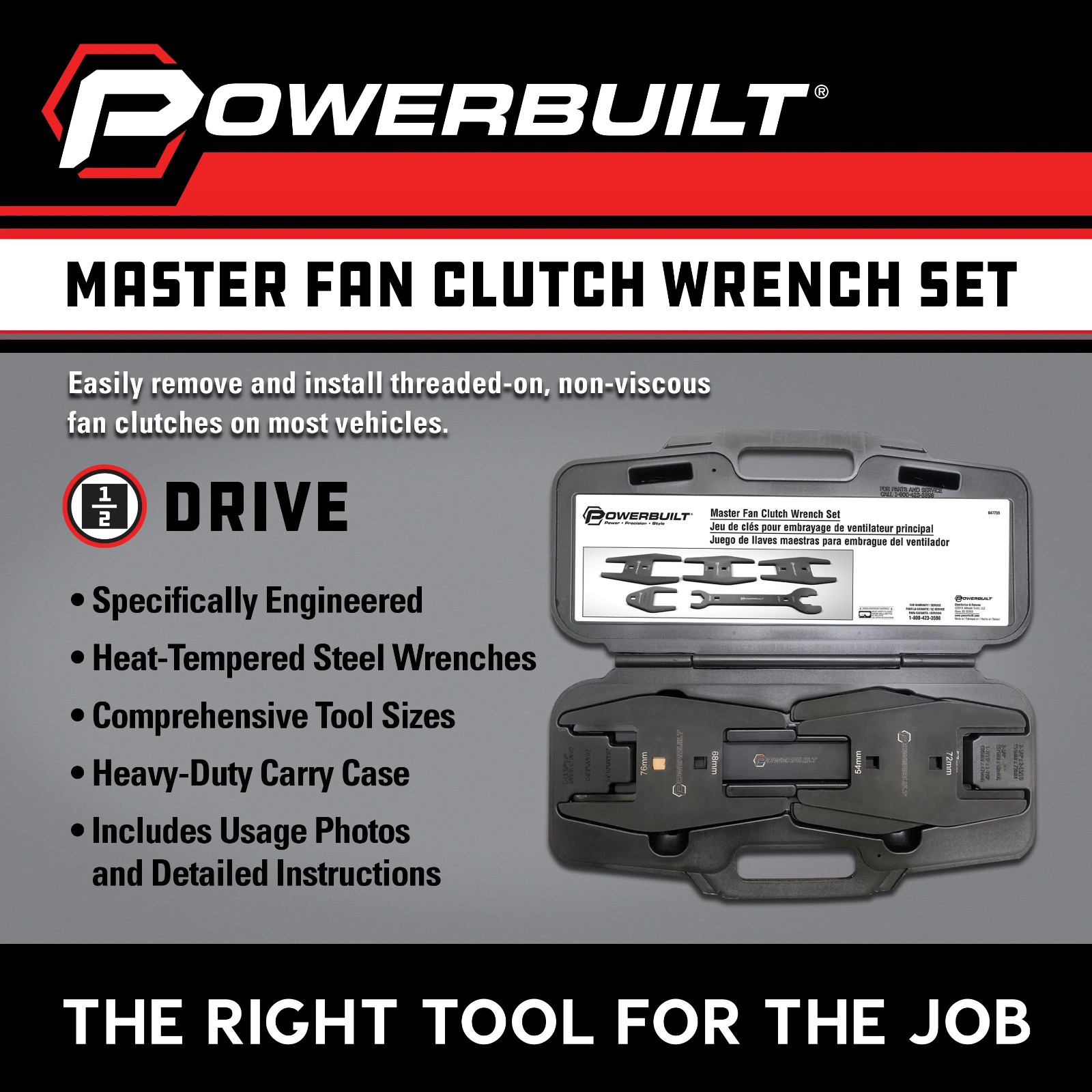 Powerbuilt Master Fan Clutch Wrench Set 647759 Kit 137 Sealed