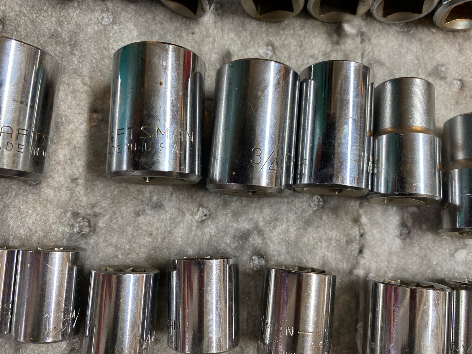Craftsman Socket Lot 50+ Pcs SAE Metric Sizes 3/8 And 1/2 Drive Made In USA
