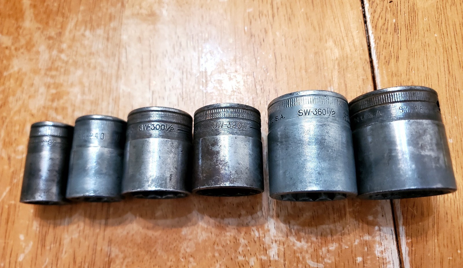 Snap On Vintage 1/2″ Drive 5/8″ 3/4″ 15/16″ 1″ 1-1/8″ 1-3/16″ 12PT Sockets Lot