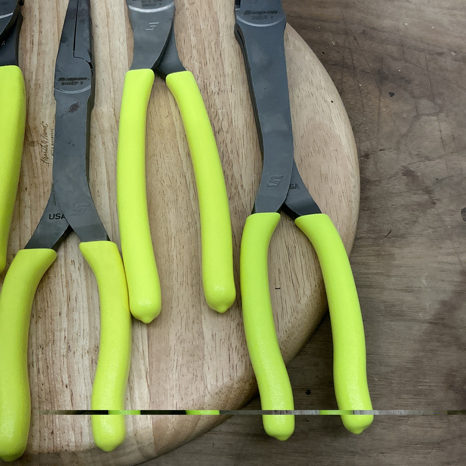 Snap on Tools 6-Piece Hi-Viz Yellow Plier Set Excellent Condition(Q)