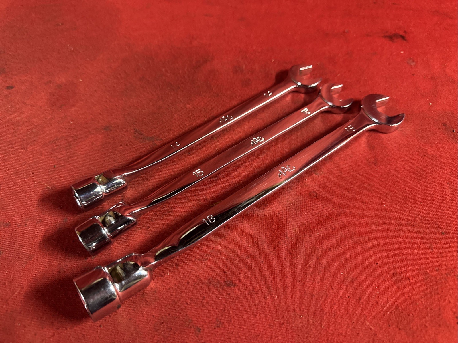 MAC TOOLS 14mm 15mm 18mm Metric Combination Flex-Head Box Wrench Set 6 POINT 3pc