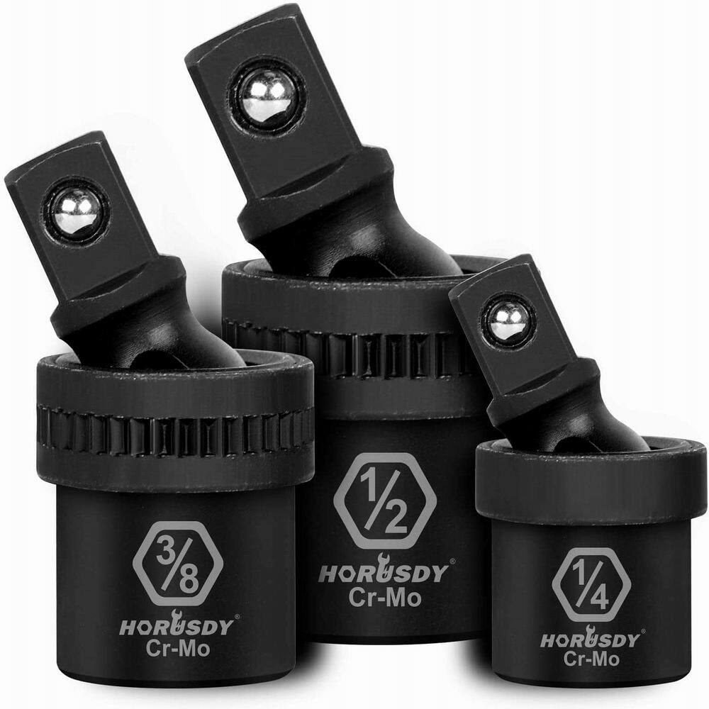 HORUSDY Premium Impact Universal Joint Socket Swivel set 3Pc Ball 1/2″ 3/8″ 1/2″