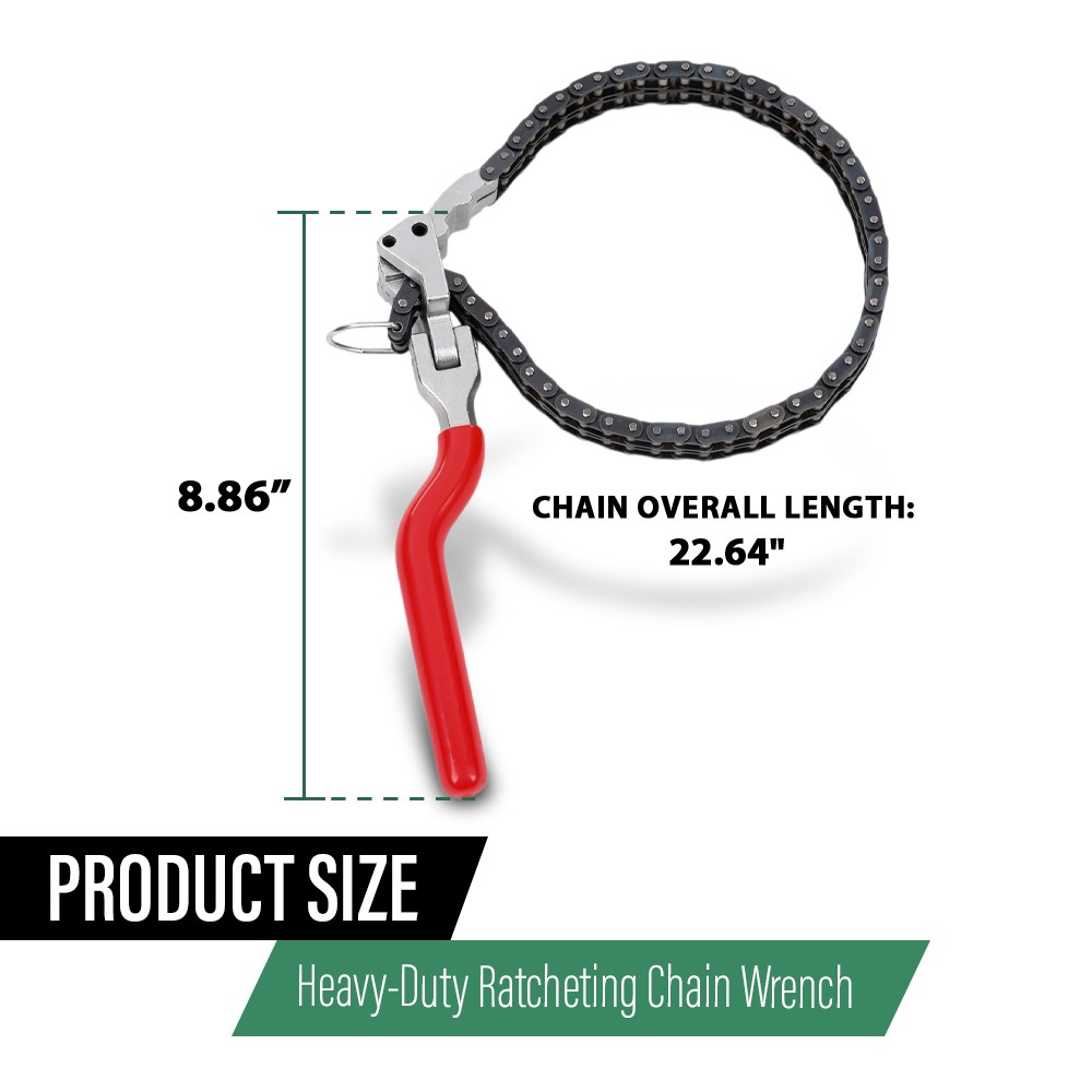 Chain Type Oil Filter Wrench Spanner 13.8in Chain Wrench Oil Filter Removal Tool