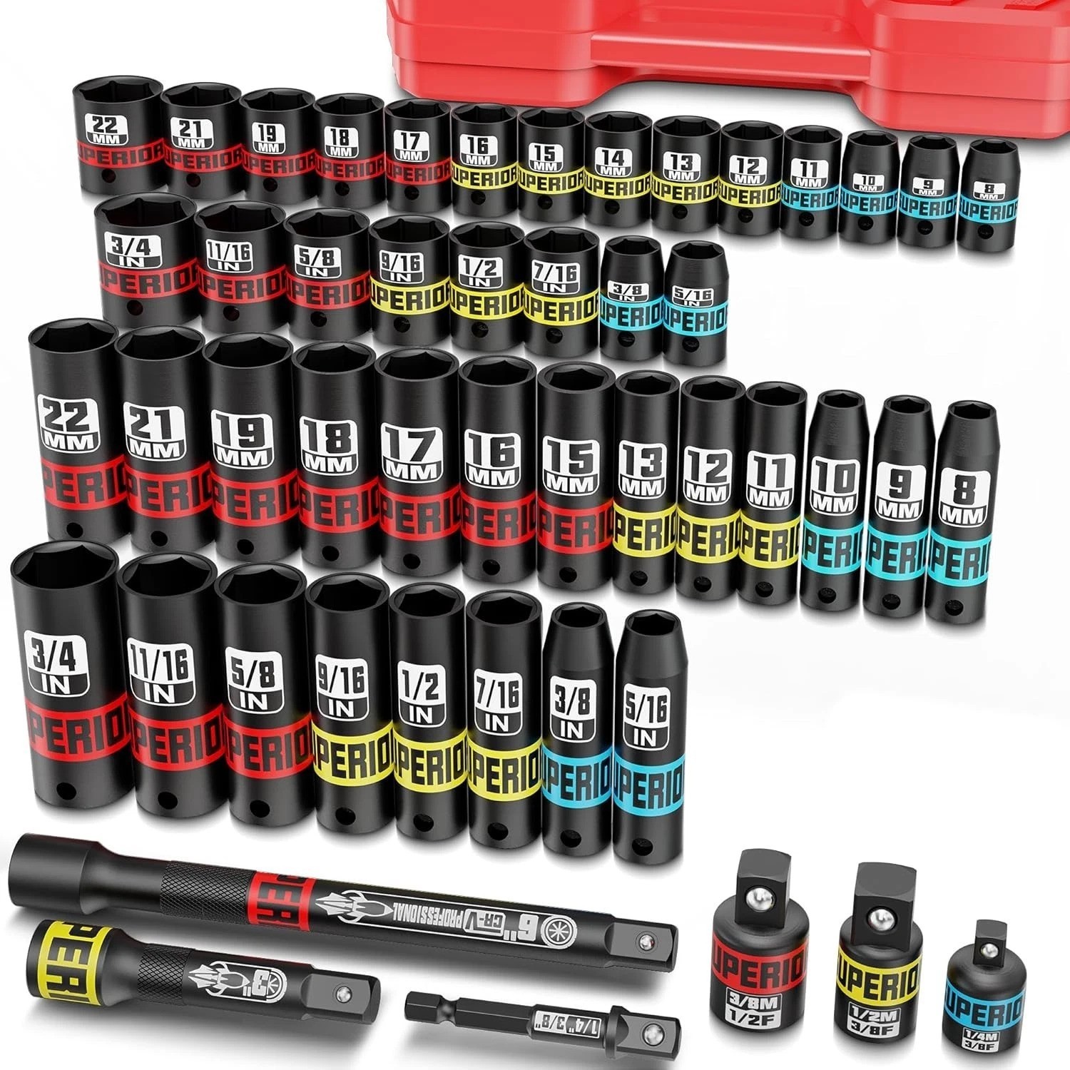Professional Impact Socket Set – 50 Pieces, 3/8″ Drive in High-Strength Steel