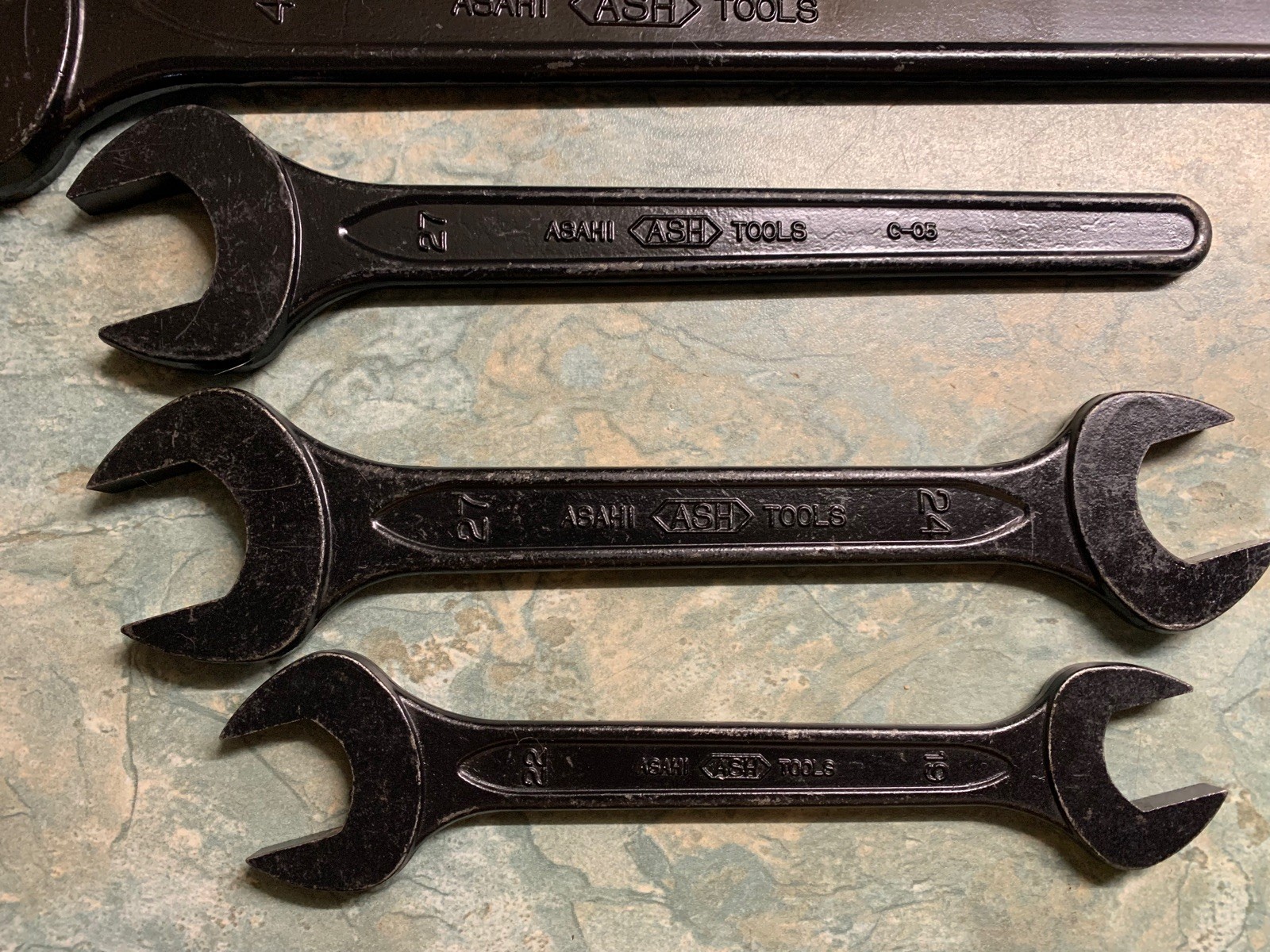ASH asahi open ended 41 27 24 22 19 mm spanner wrench JAPAN set tools