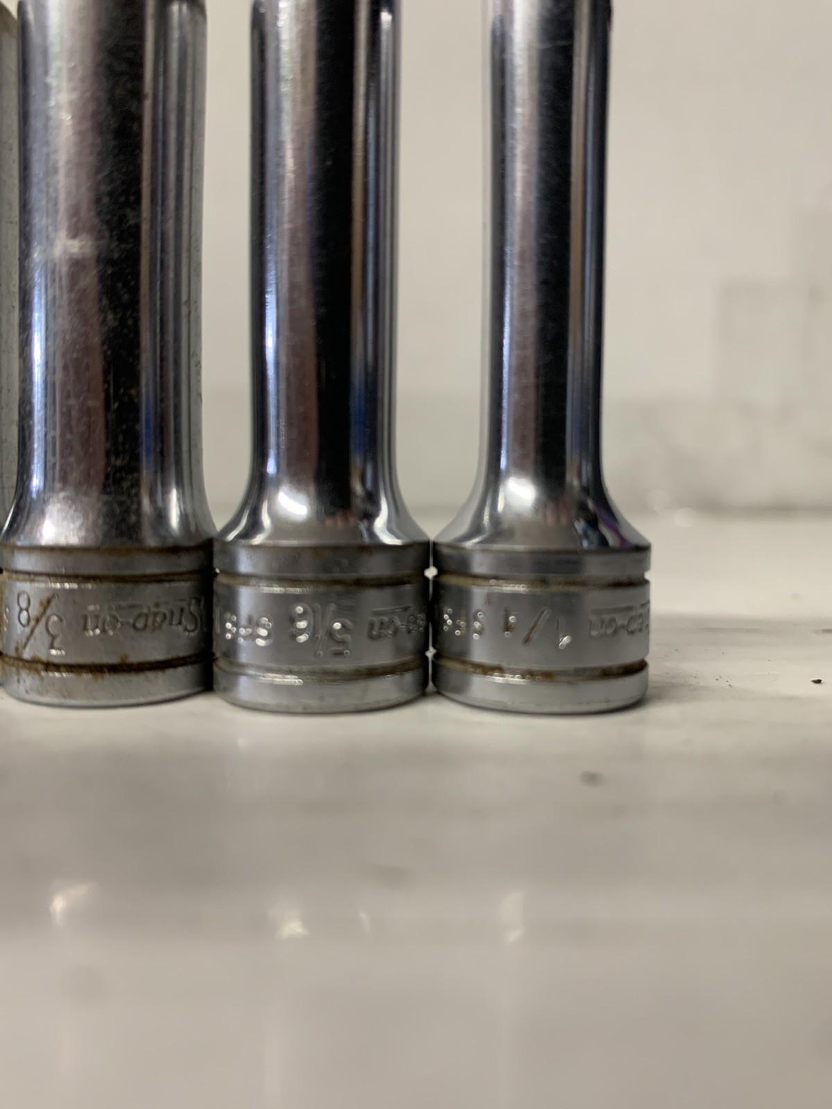 Snap-On Tools Deep Socket Set 3/8″ Drive 1/4″ to 7/8″ -8 Pieces-NOT COMPLETE