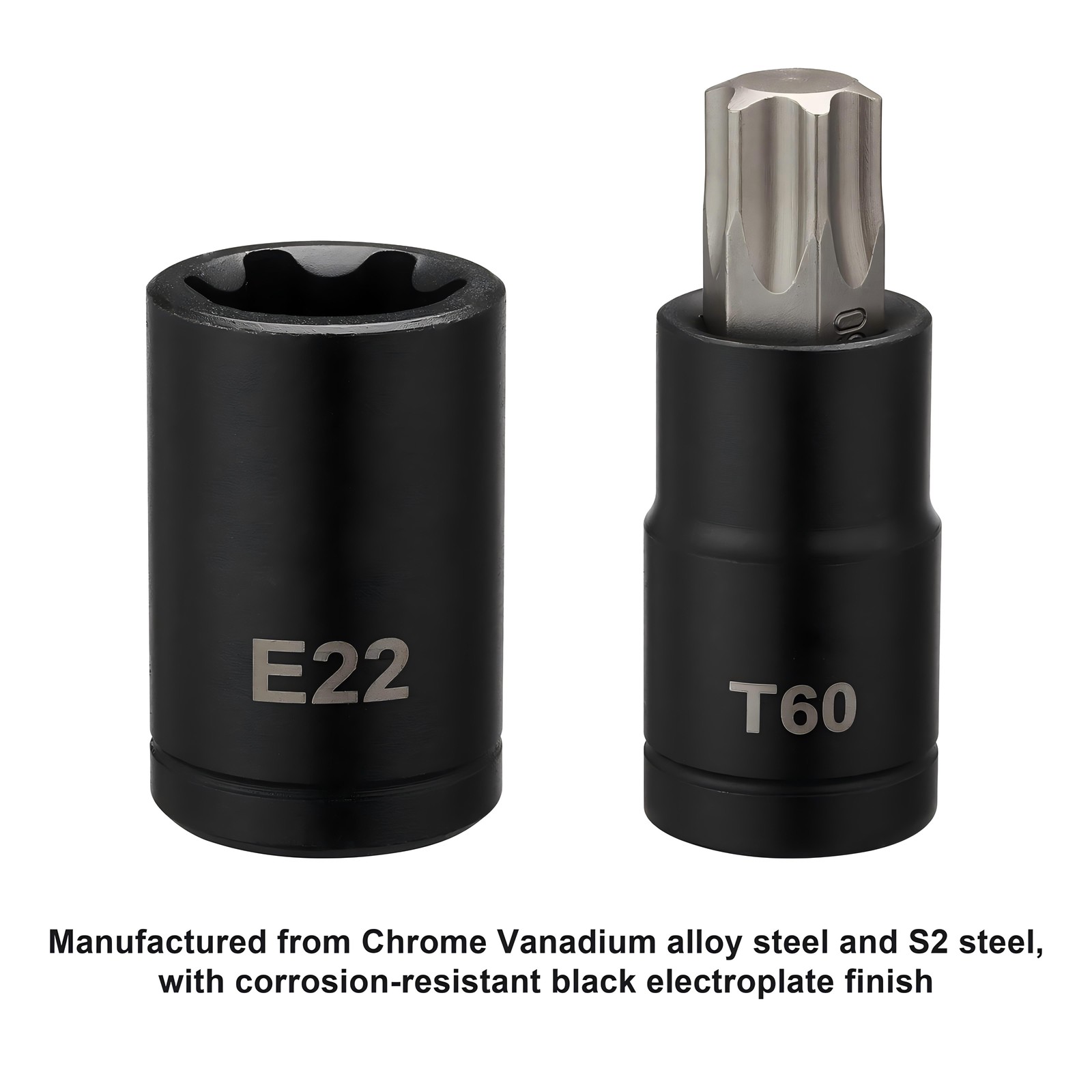 25PCS Torx Bit Socket and External Socket Set T8- T60 & 12 Female E-Torx Sockets