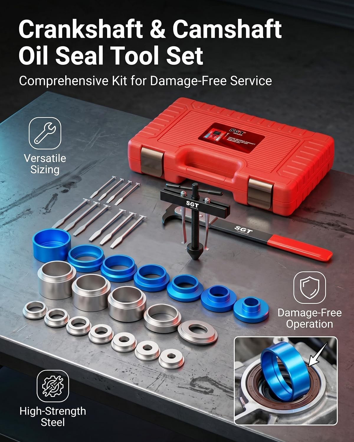 33pcs Crank Bearing & Camshaft Seal Installer Remover Set, Engine Repair Kit