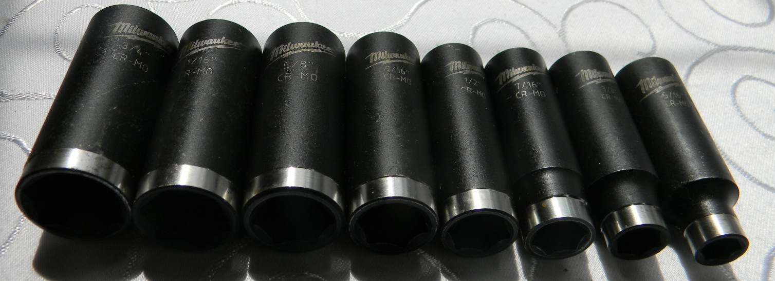 MILWAUKEE TOOLS 3/8″ DR 8PC SAE 6PT DEEP IMPACT SHOCKWAVE SOCKET SET 5/16″-3/4″