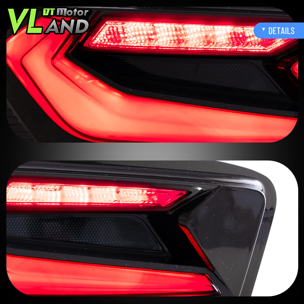 Set VLAND FULL LED Tail Lights For Chevy Camaro 2016-2018 DRL Smoked Rear Lights
