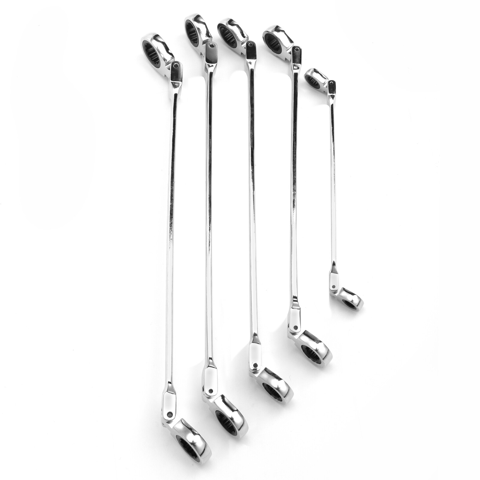 5Pc 8-17mm Metric Flexible Head Ratcheting Wrench Extra Long Double Box End Set