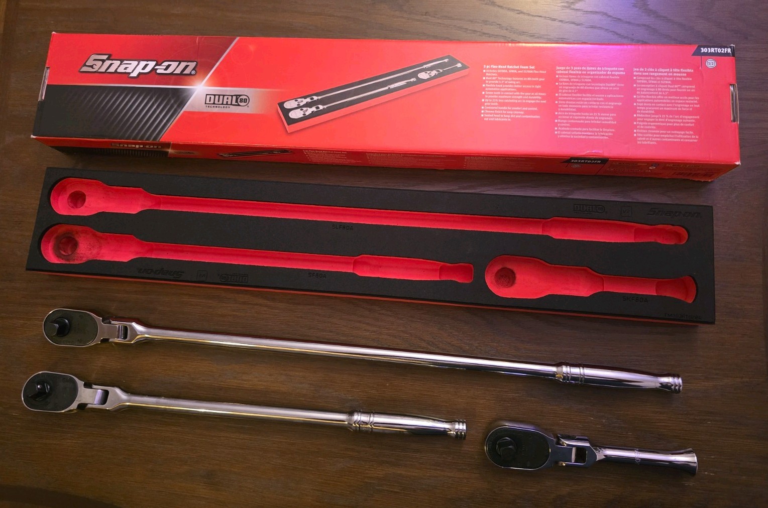 Snap-On Tools New 1/2″ Drive Flex Head Ratchet Set SKF80A SF80A SLF80A 303RT02FR