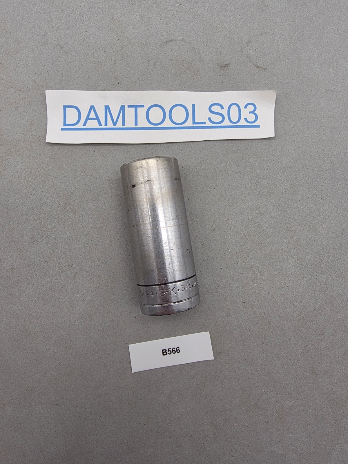 Vintage S-K Tools 3/4″ 6 Point 3/8″ Drive Deep Chrome Socket 40424 USA