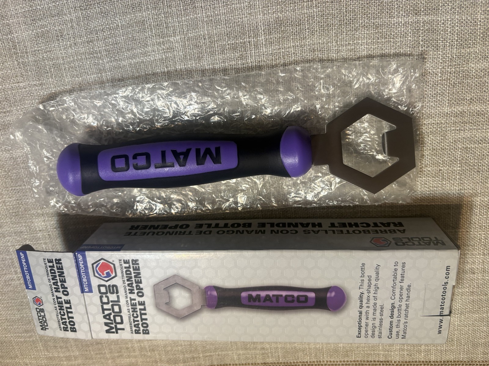 Brand New Matco Ratchet Handle Bottle Opener, Purple