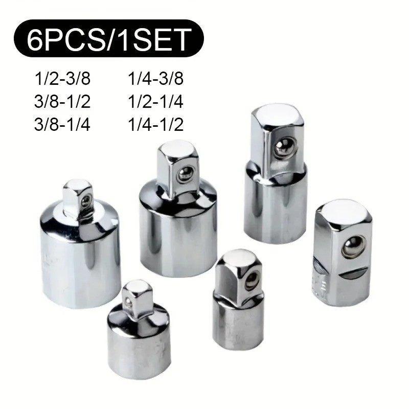 6Pcs Impact Adapter Reducer Socket Converter Set 3/4 1/4 3/8 1/2″ Female to Male