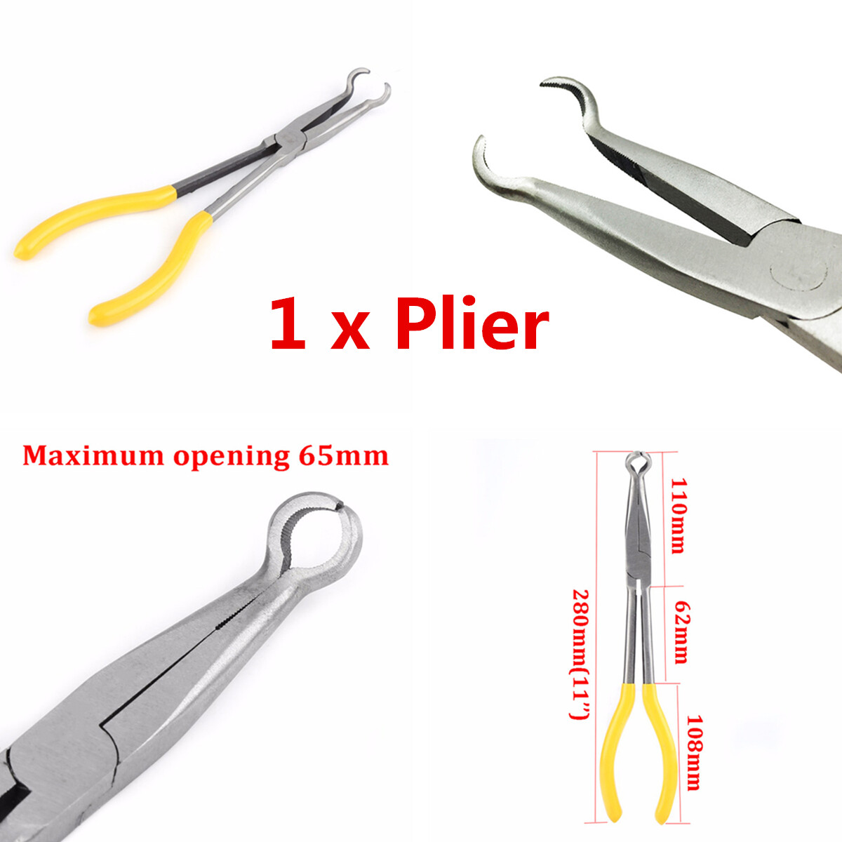 280mm Long Spark Plug Pliers Offset Tip Spark Plug Wire Boot Puller Removal Tool