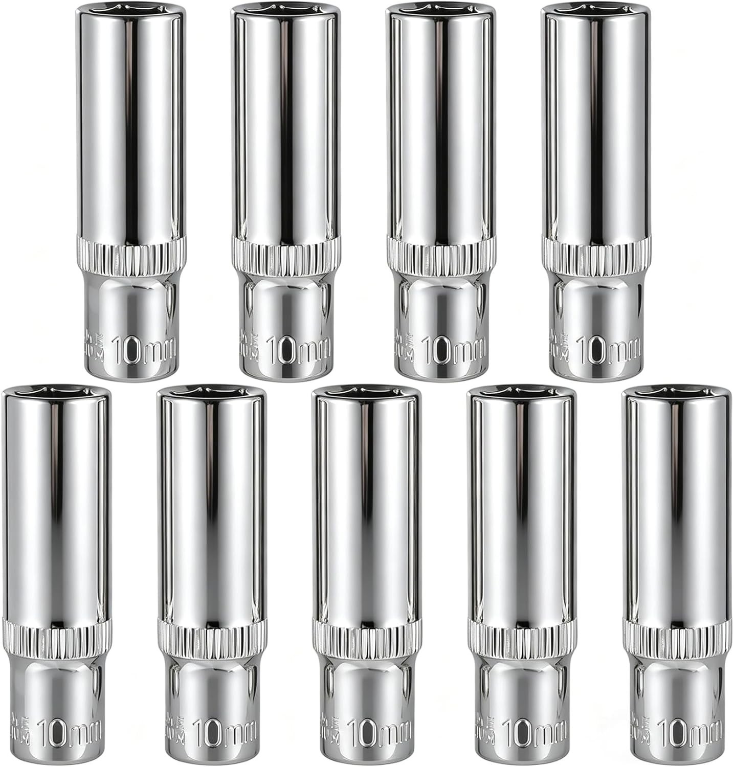 9-Piece 10mm Deep Sockets, 1/4-Inch Drive, 6-Point, Corrosion Resistance