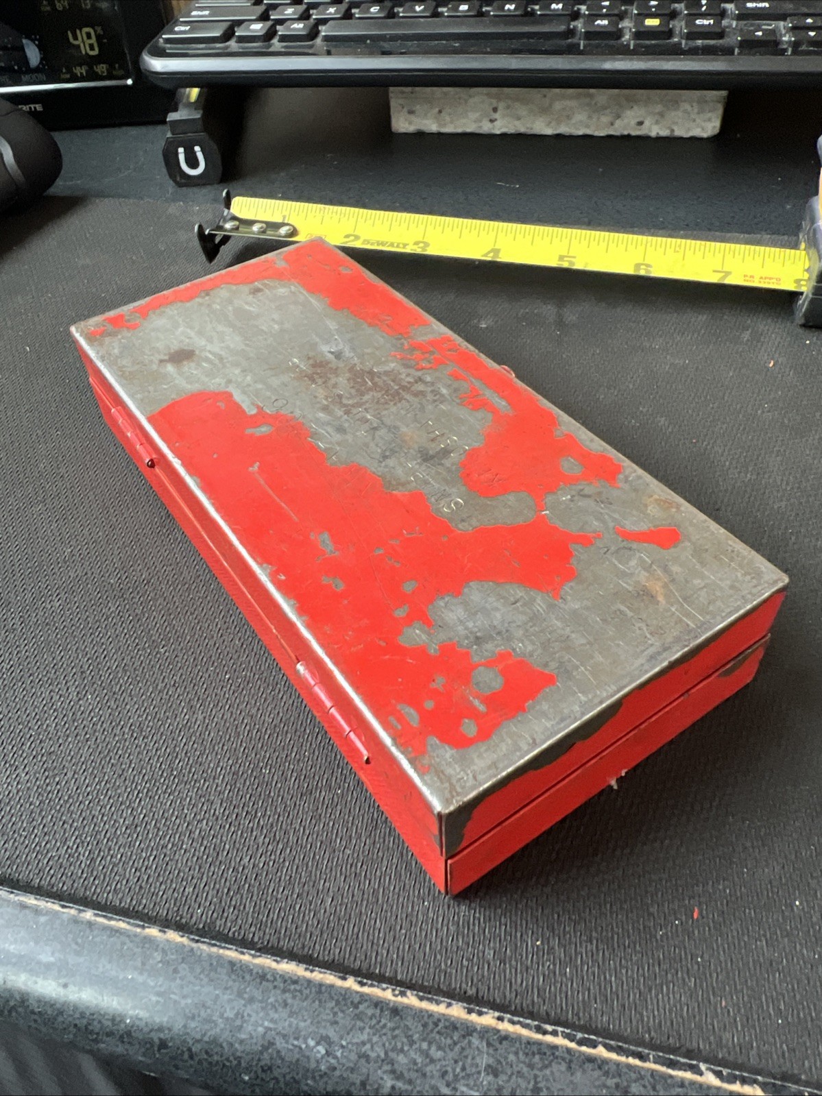 Snap-On Tools USA KRA-206A Red Metal Storage Tool Case Box, 8″ x 3″ NICE🔥