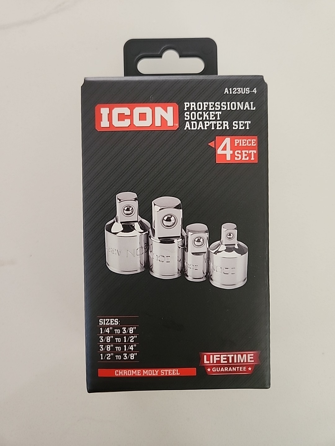 Icon Professional Socket Adapter Set 4 Piece Chrome Moly Steel A123US-4 57324