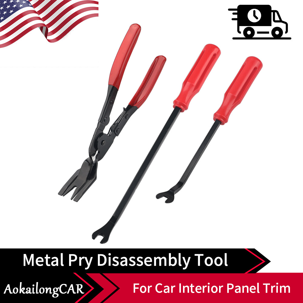 Auto Clip Plier and Fastener Remover Car Trim Rivet Removal Pry 3Pcs Tool Set US