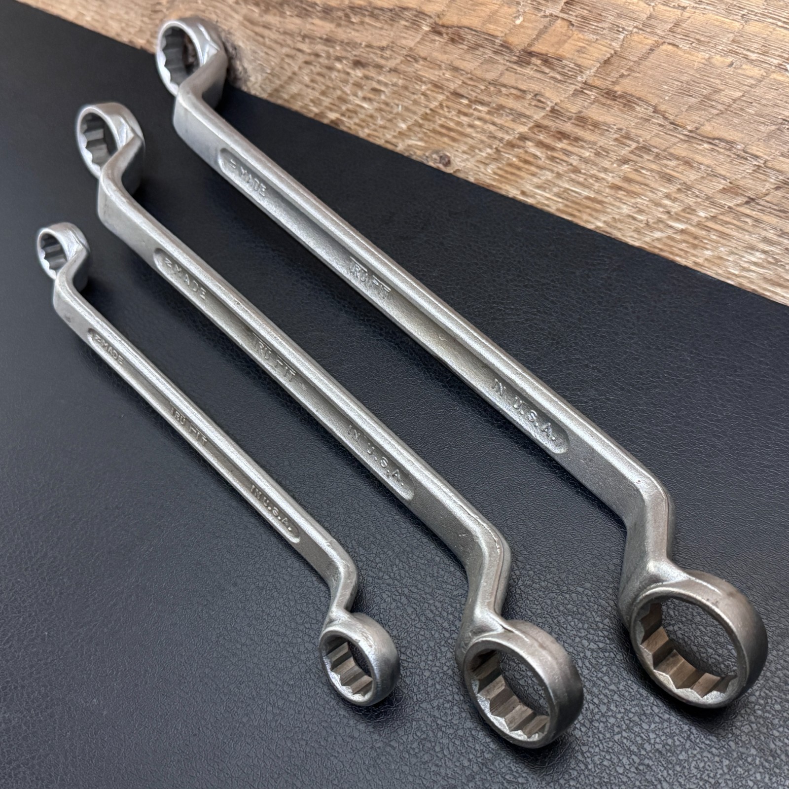 Vintage TRU-FIT 12PT Offset Box End Wrench Set 3-pc Forged Steel 1/2″ – 7/8″ USA