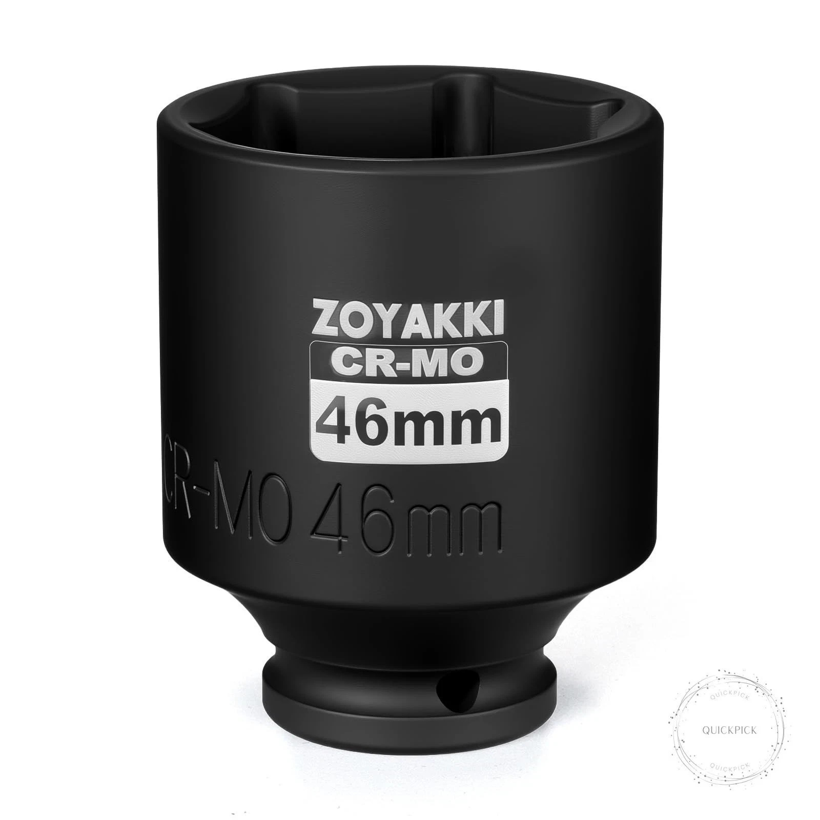 1/2″ Drive x 46 mm Deep 6 PT Impact Socket, CR-MO, 1/2-inch Drive 6 Point Axle