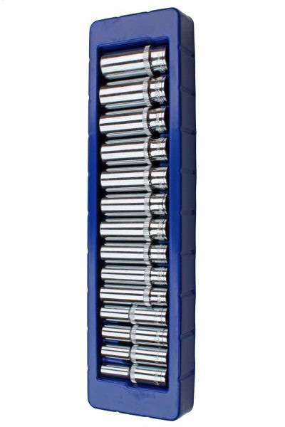 US PRO 14PC 3/8″ Drive Deep Socket Set 8-21mm Metric 6PT CR-V Steel Knurled Tool