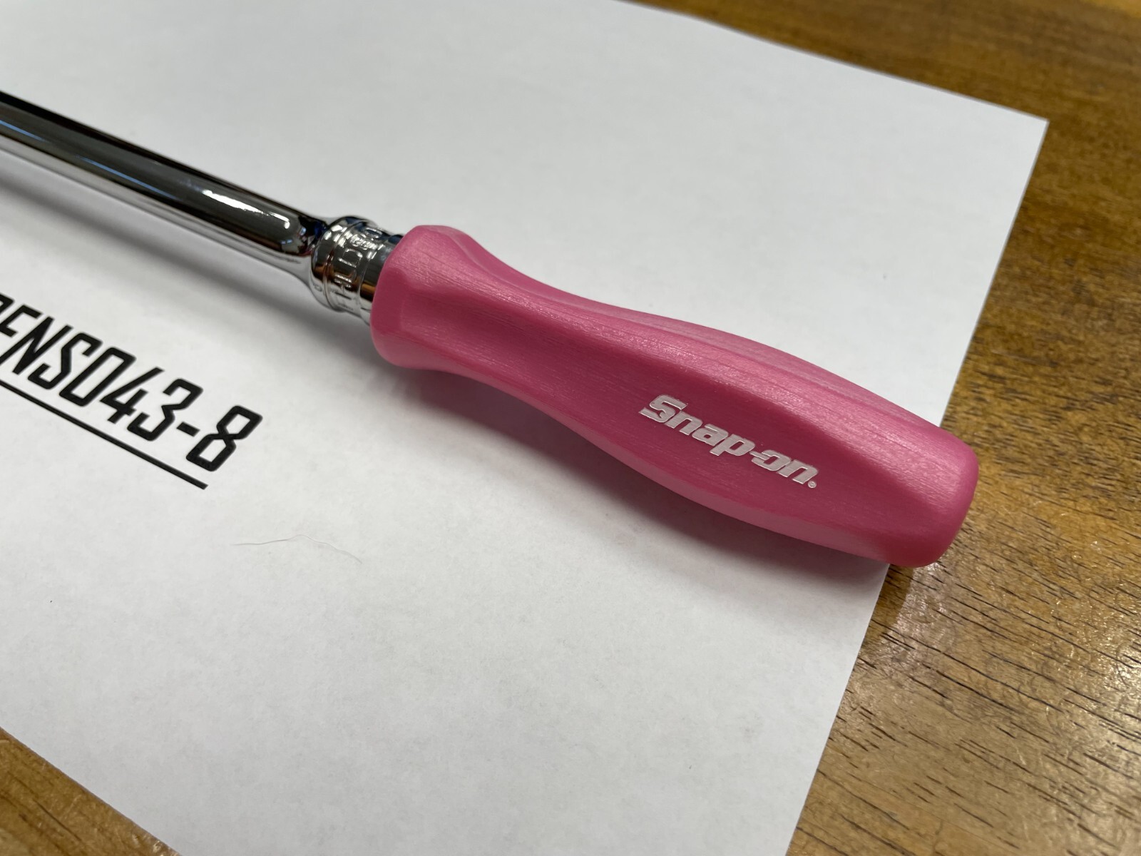 Snap-on Tools NEW PEARL PINK 3/8″ Drive Hard Grip Long Fixed Ratchet FHLD80PP