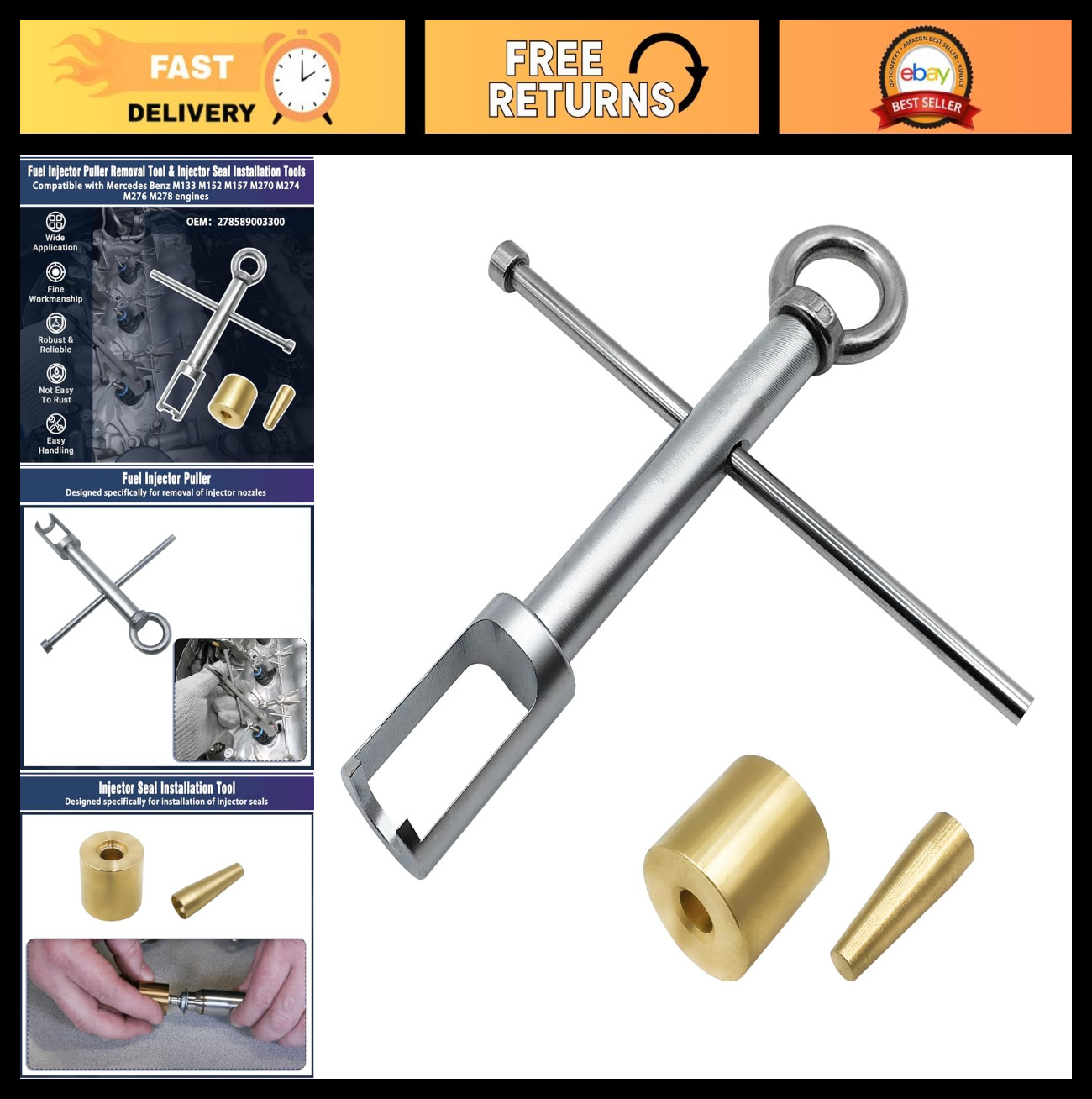 Fuel Injector Puller & Seal Installer Tool for Mercedes M133 M152 M157 M270 M274