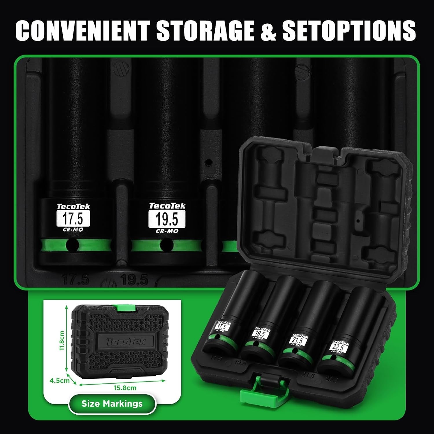 4-Piece Chrome Molybdenum Lug Nut Socket Set with Impact Wrench Compatibility