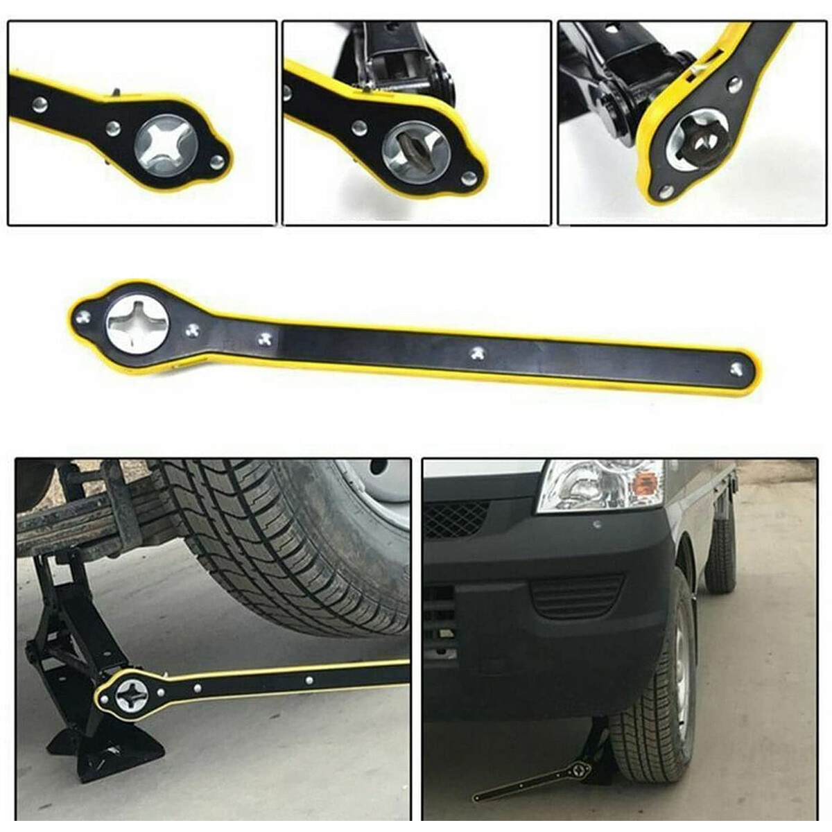 Car Scissor Jack Ratchet Wrench Garage Tire Wheel Lug Handle Tool Labor-saving