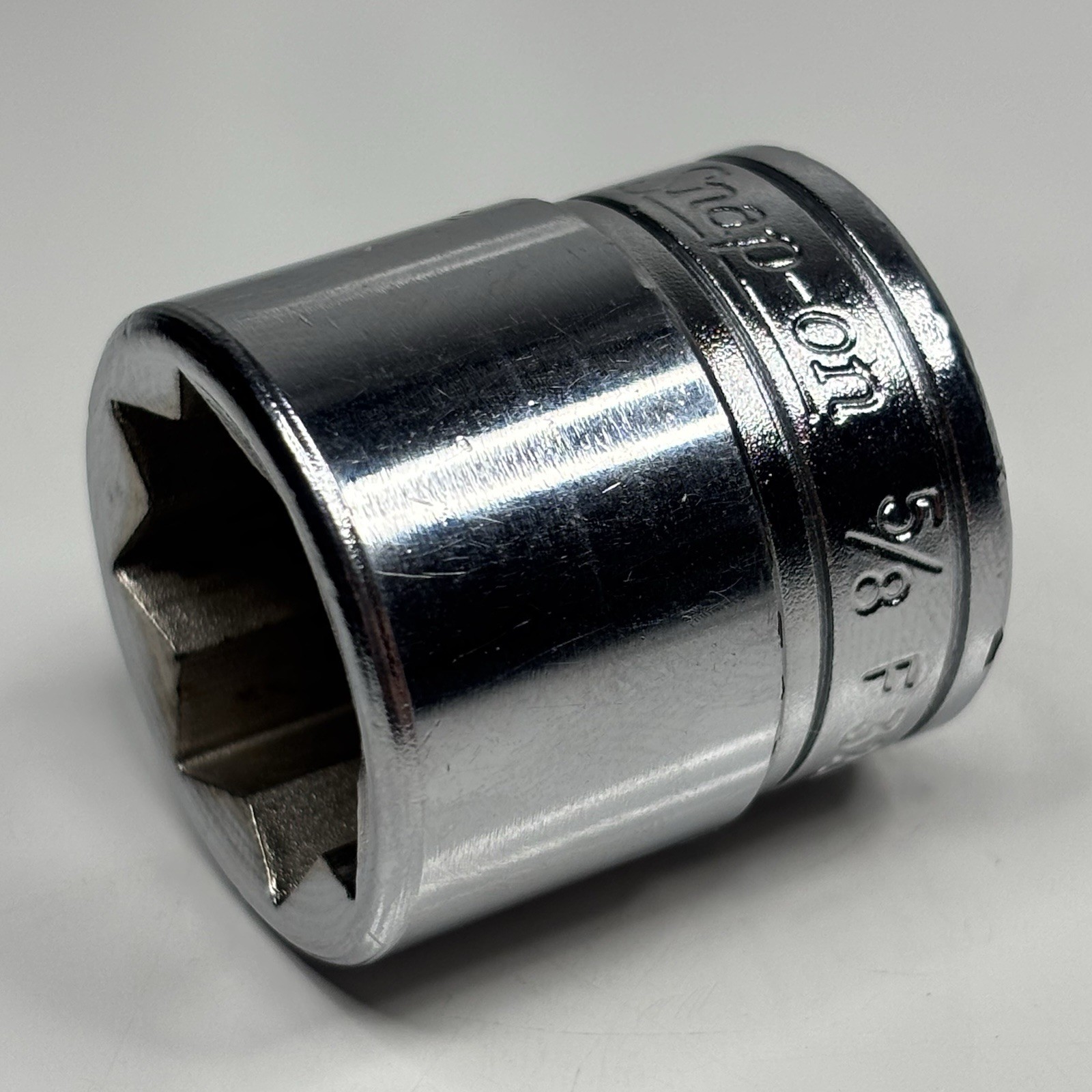 Snap On Tools F320 3/8 Dr 8Pt SAE 5/8 Chrome Double Square Socket USA VTG 1988