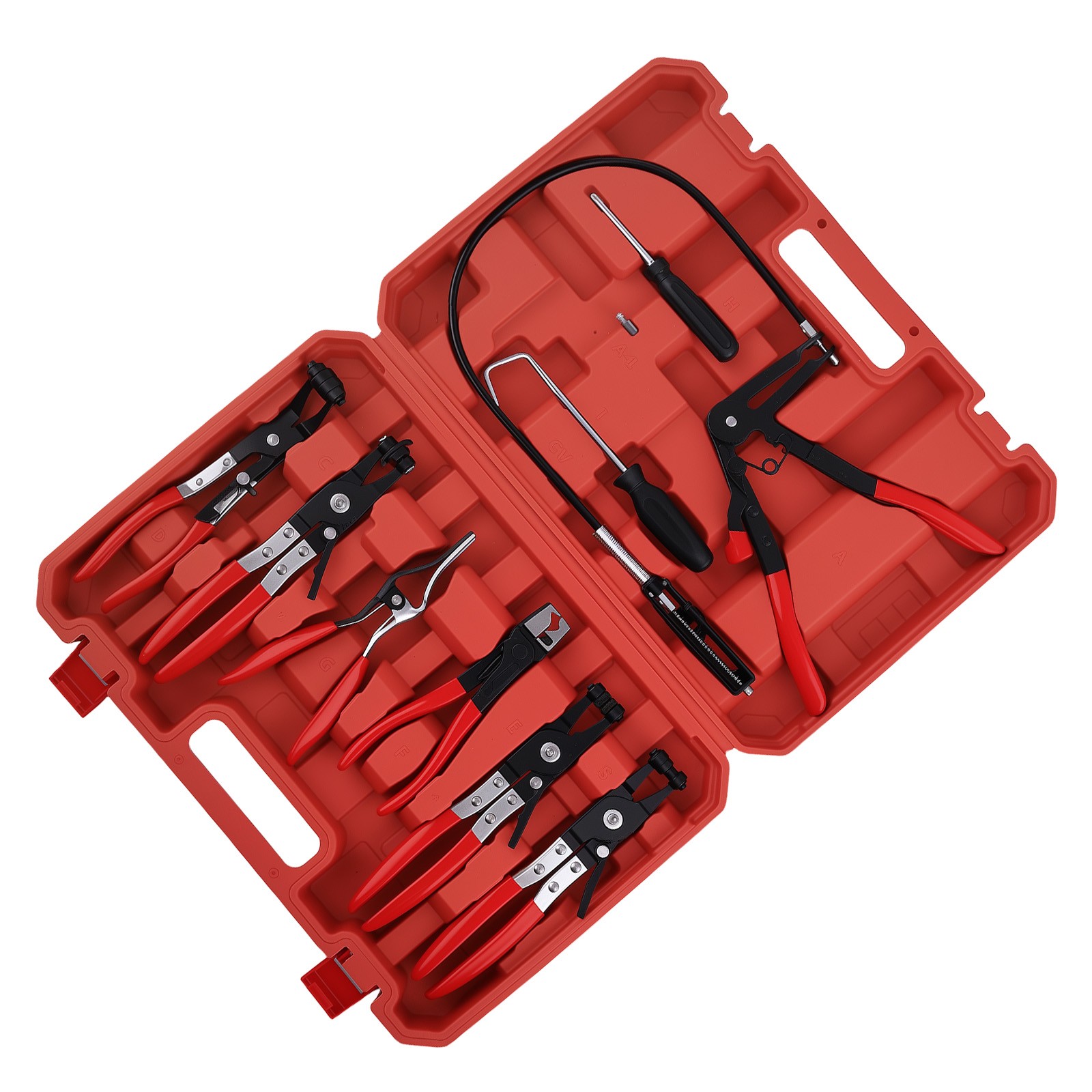 9Pc Flexible Hose Clamp Pliers Wire Long Reach Fuel Oil Water Hose Remover Tool