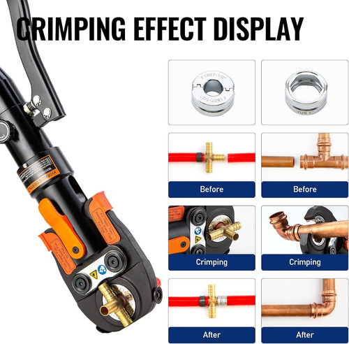 iGeelee Hydraulic Copper Press Pex Crimping Tool with Dies for Pipes HT-1950E