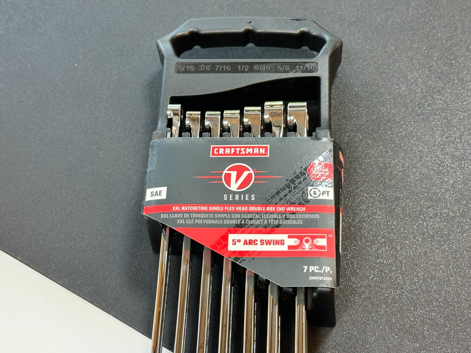 CRAFTSMAN V-Series 7pc SAE 5/16-11/16 Ratcheting Flex Head XL Box End Wrench Set