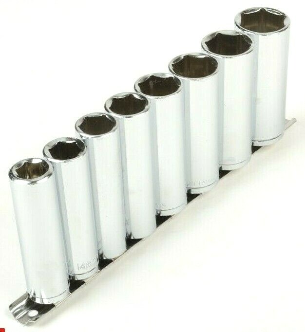 9 pc 1/2″ dr deep socket set metric 1/2in drive wrench chrome sockets mm
