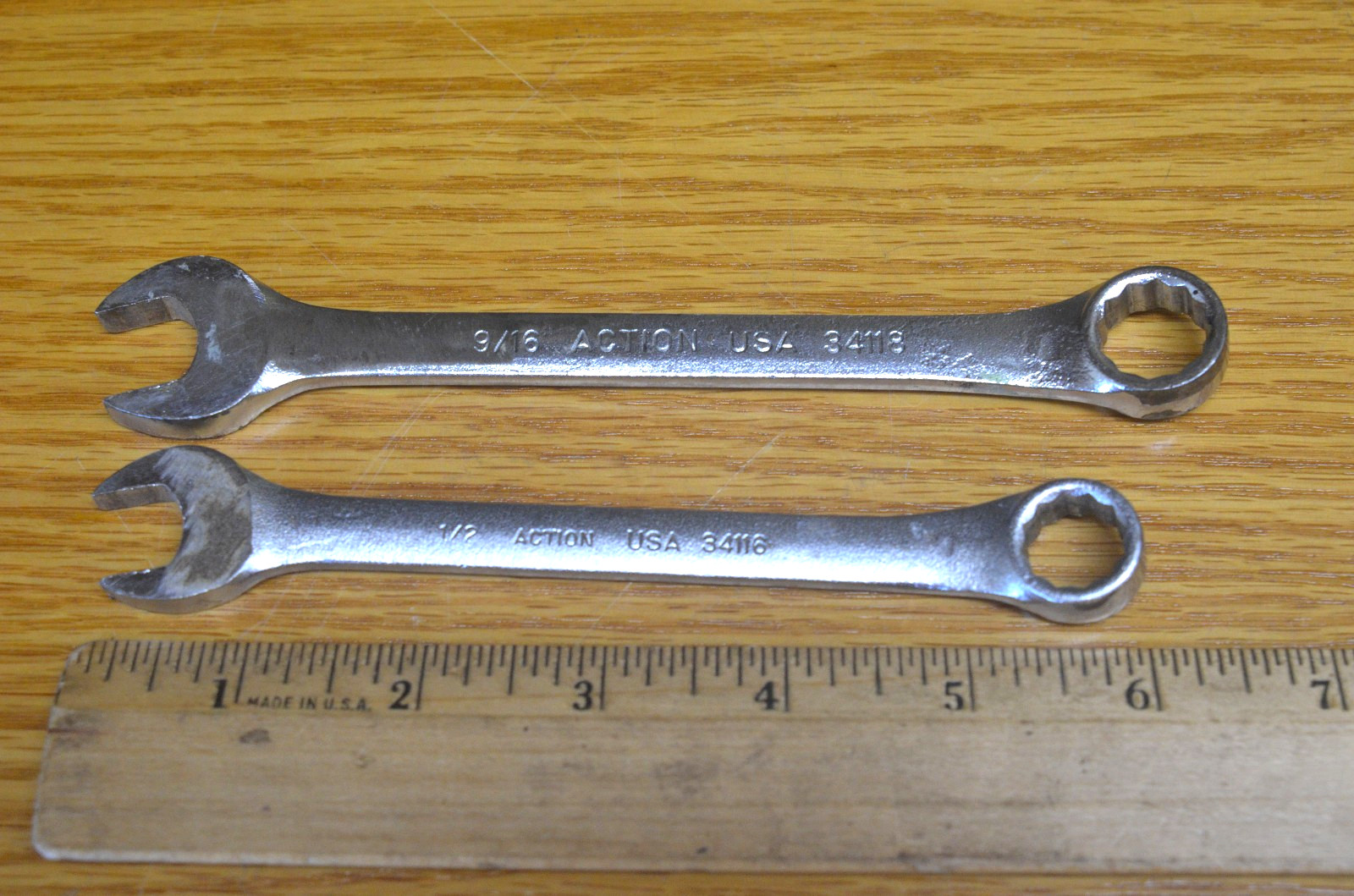 Two Action Combination 12 Point Chrome Wrenchs 9/16 & 1/2 (1-C)