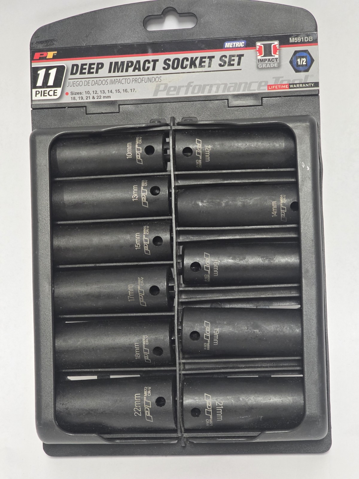 PERFORMANCE TOOL 11 PIECE 1/2″ MET IMP SOCKET DEEP M591DB